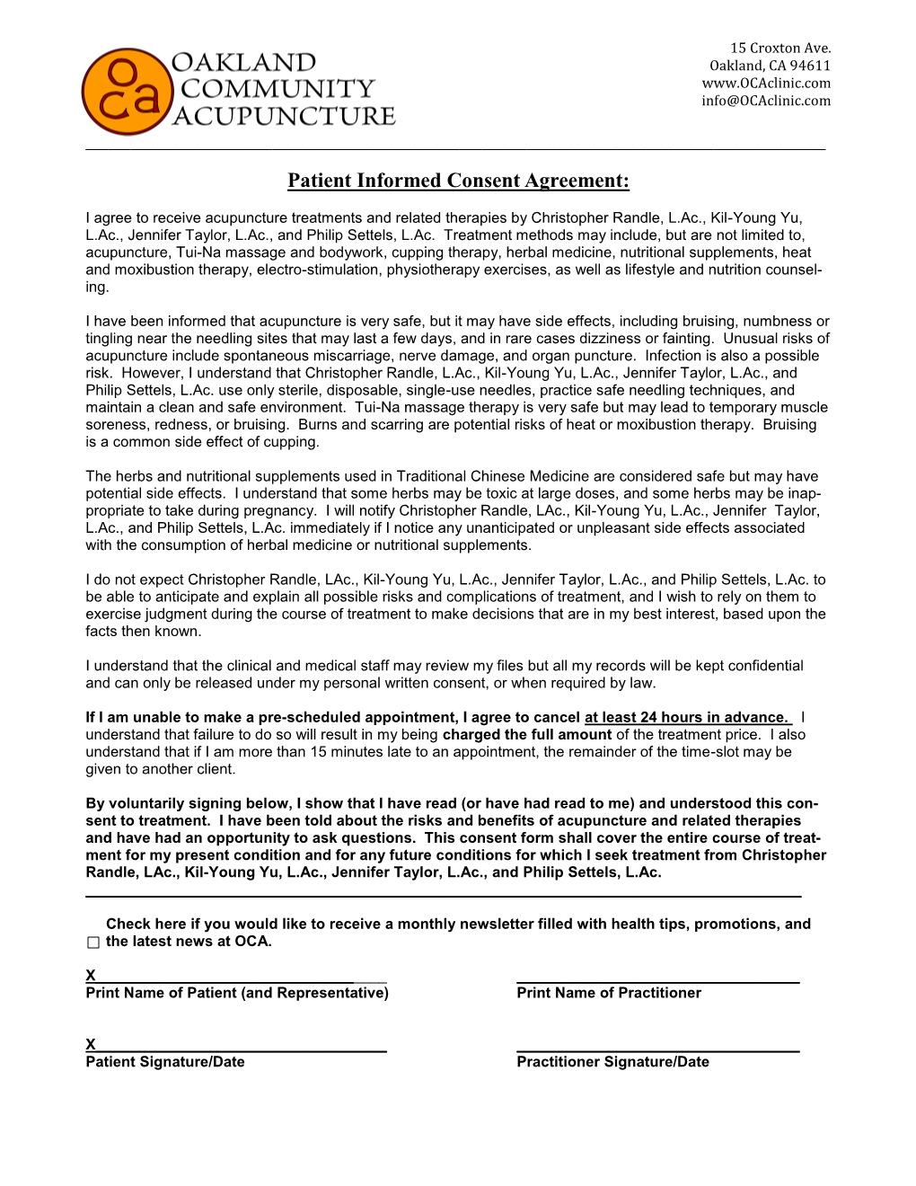 Patient Informed Consent Agreement