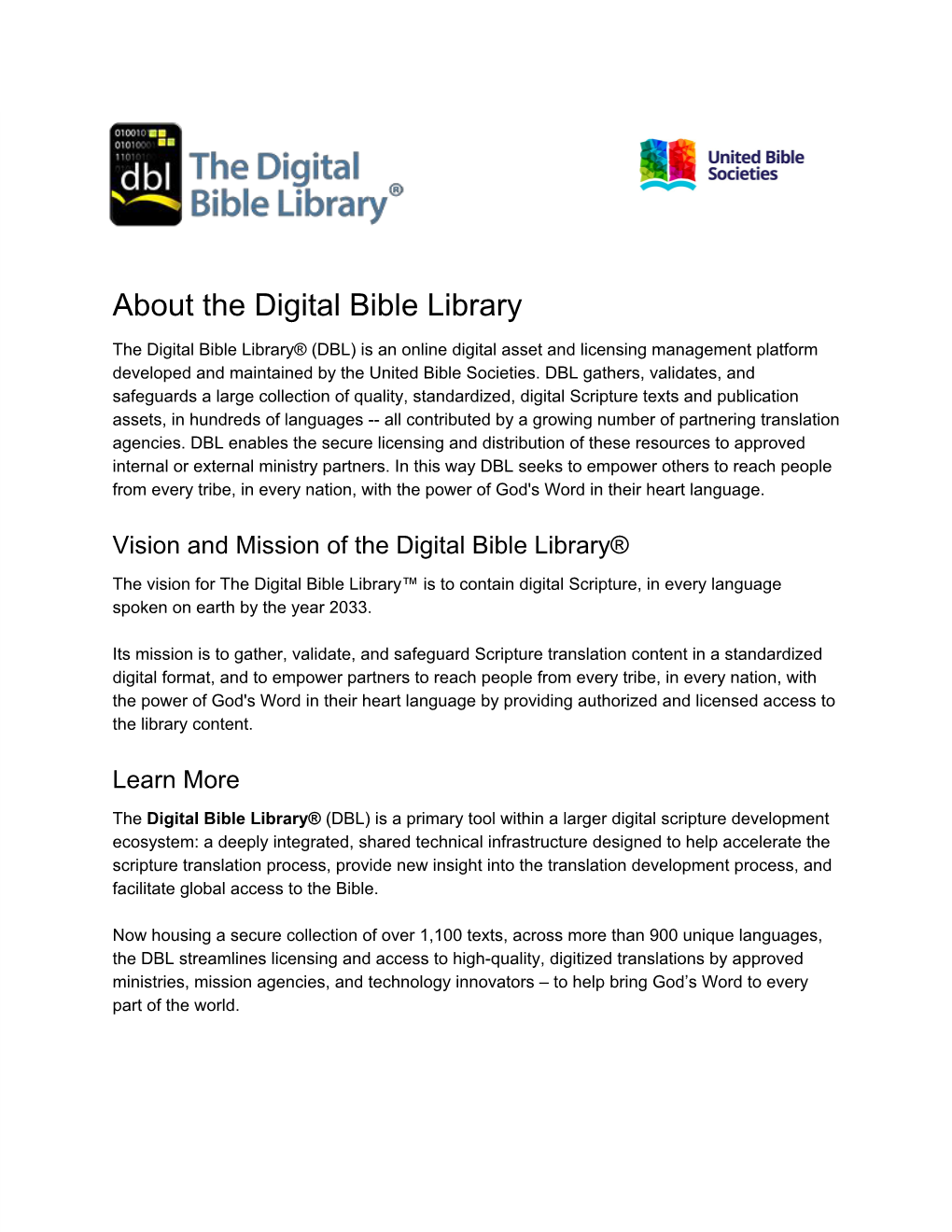 About the Digital Bible Library