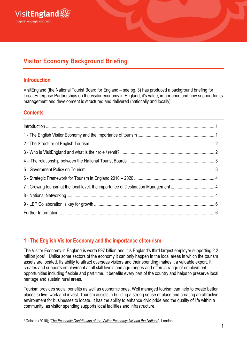 Visitor Economy Background Briefing