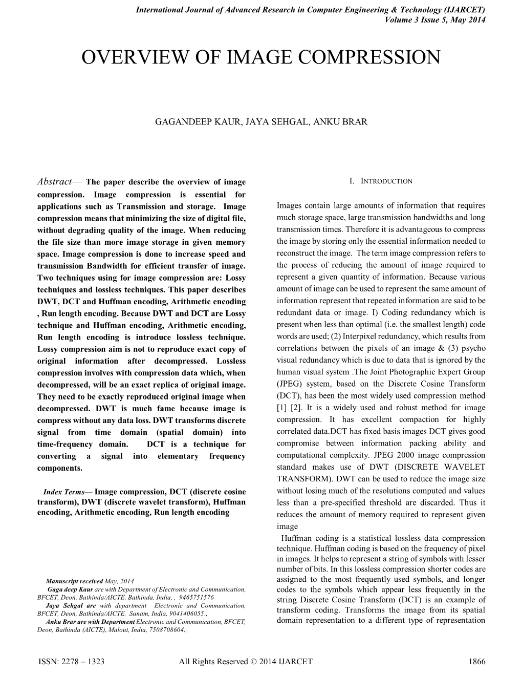 Overview of Image Compression