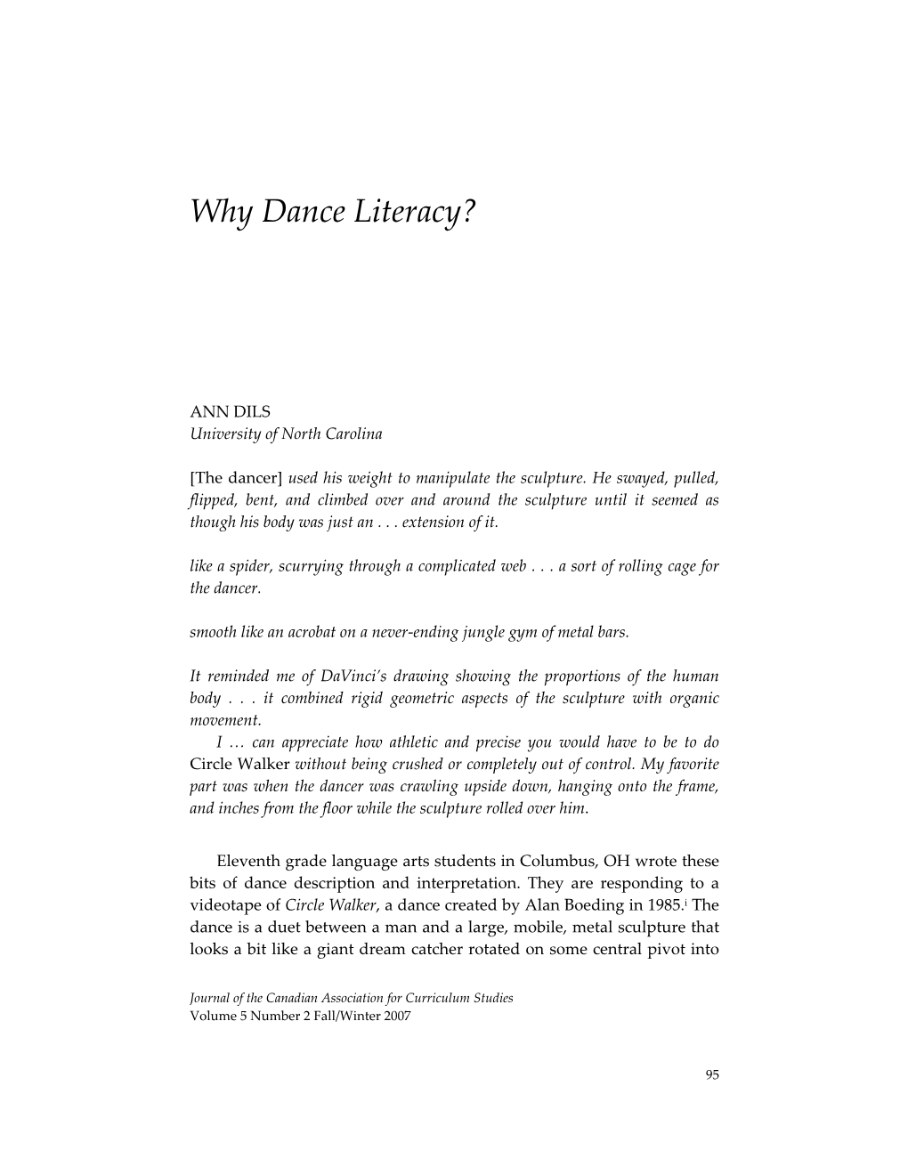 Why Dance Literacy?