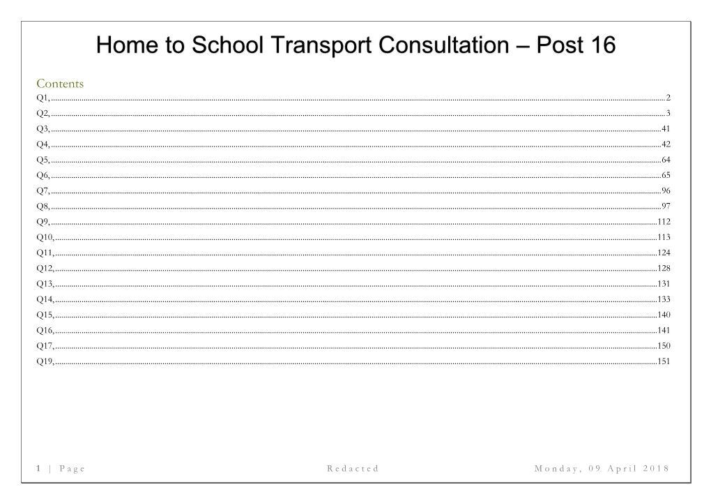 Home to School Transport Consultation – Post 16
