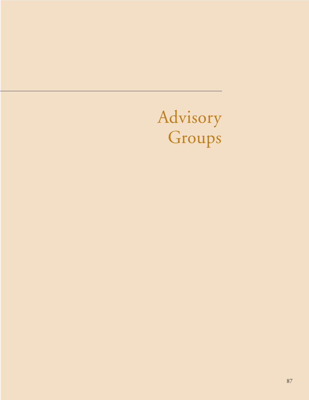 Advisory Groups