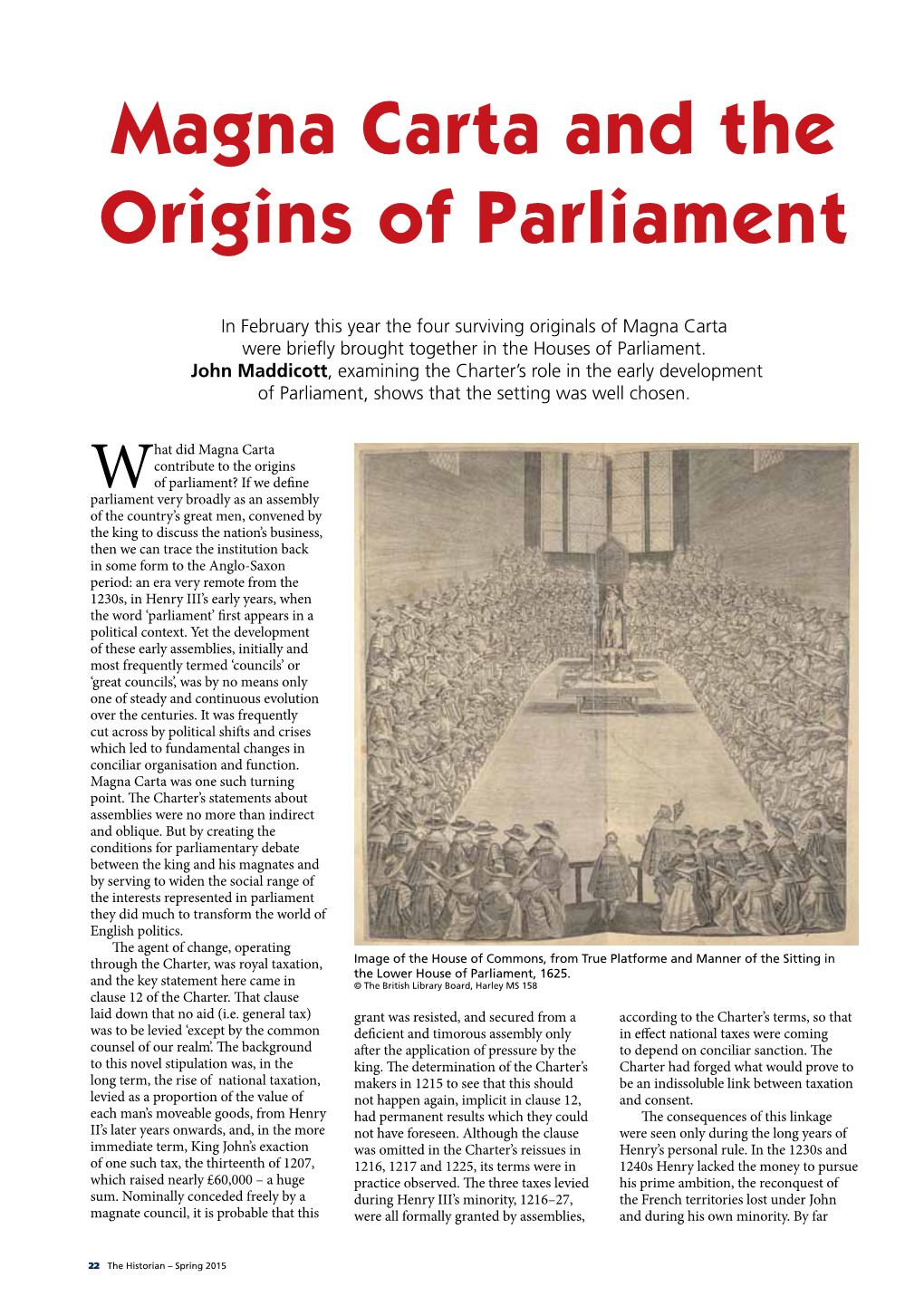 Magna Carta and the Origins of Parliament