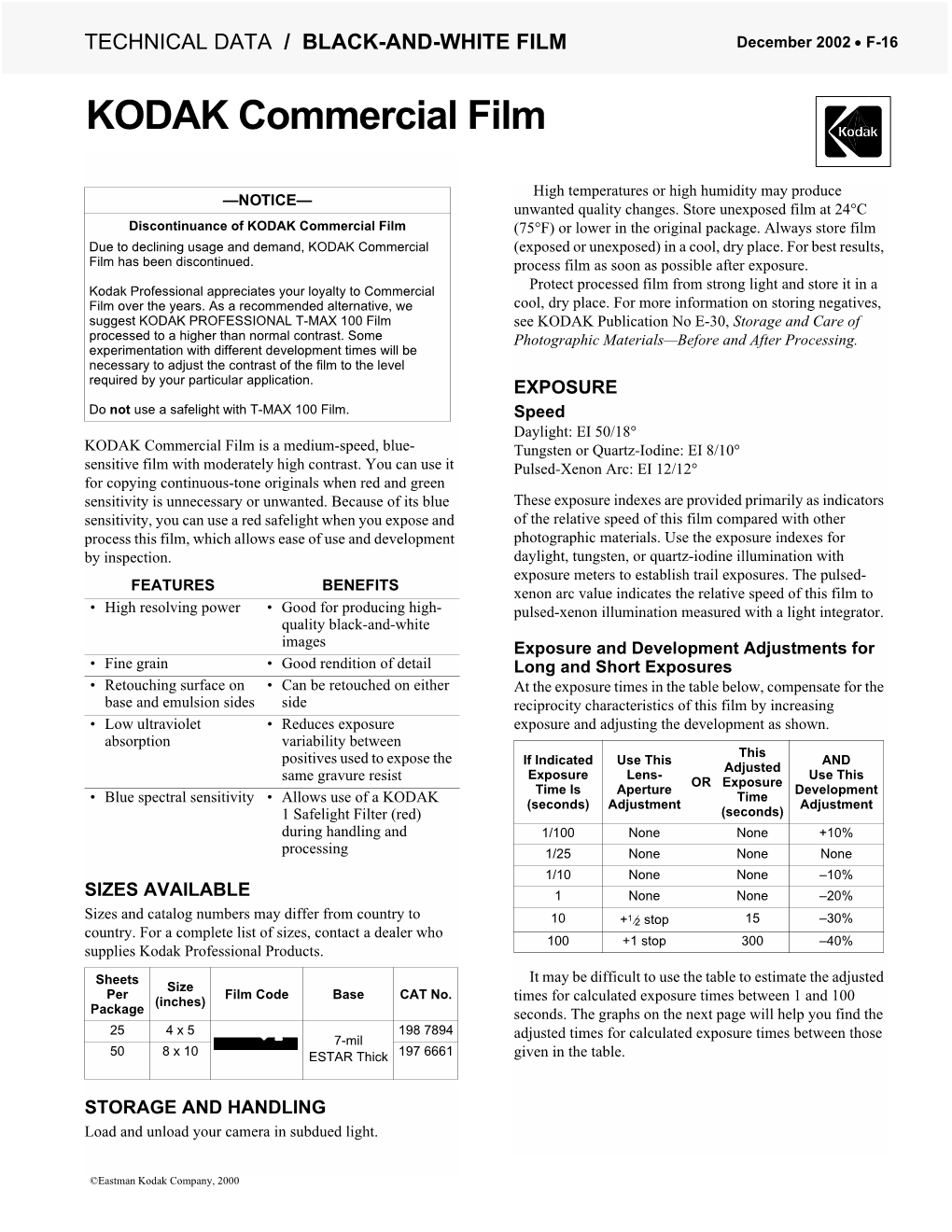 KODAK Commercial Film January 2000