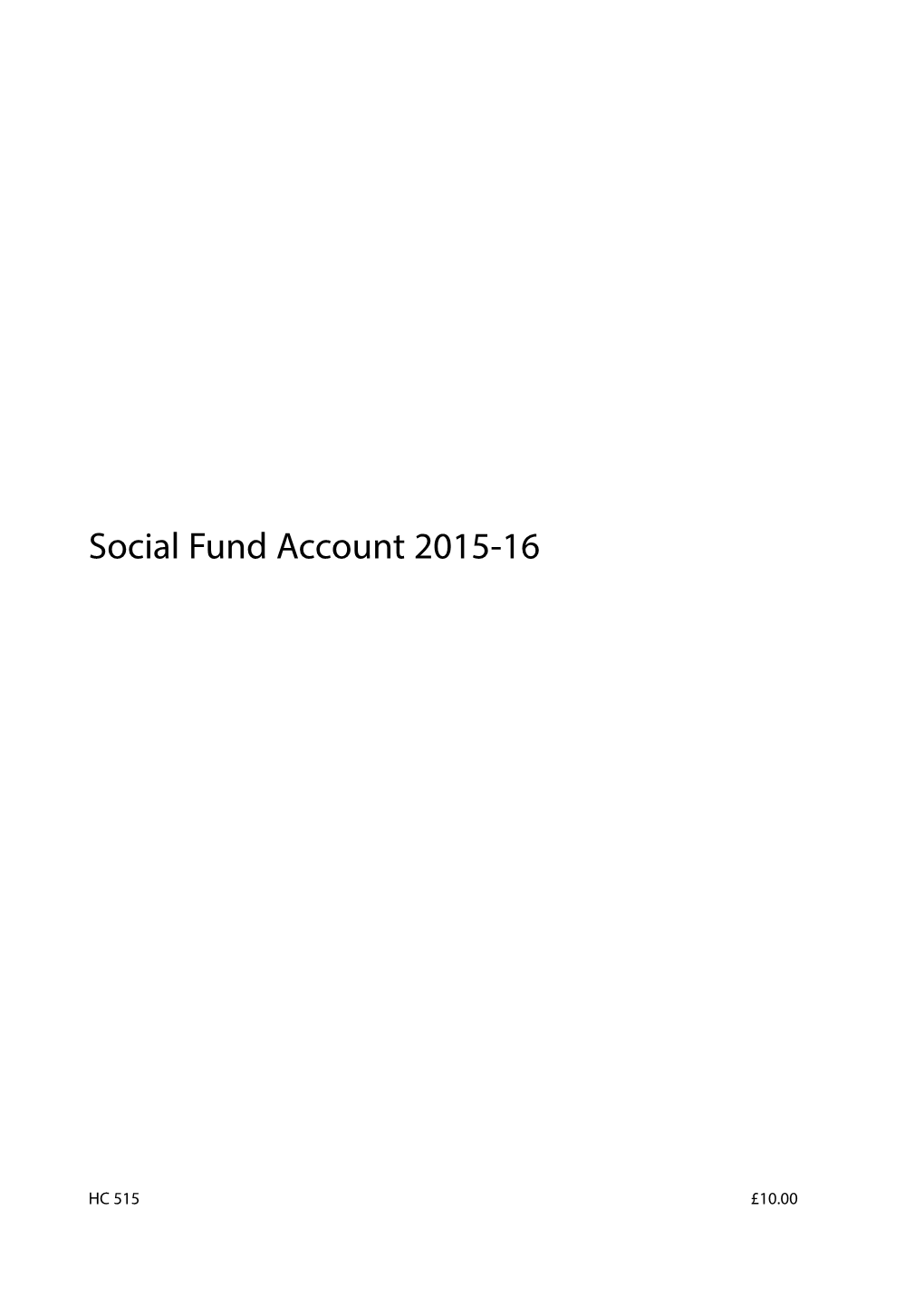 Social Fund Account 2015-16