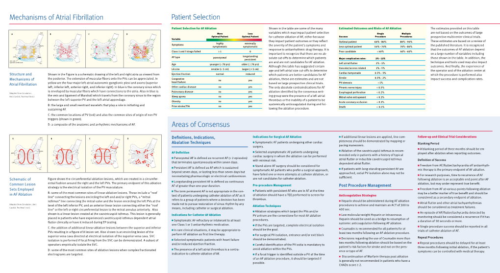 Mechanisms of Atrial Fibrillation Areas of Consensus Patient Selection