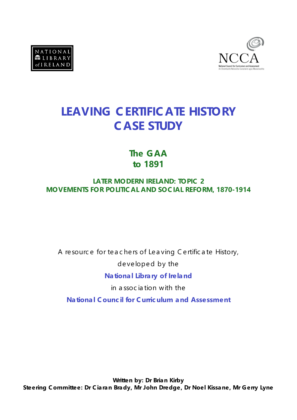 The GAA to 1891. NLI Cs5a Gaato1891.Pdf