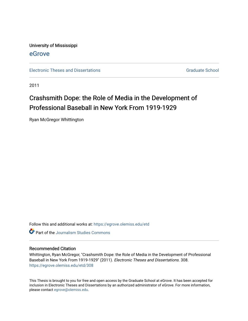 The Role of Media in the Development of Professional Baseball in New York from 1919-1929