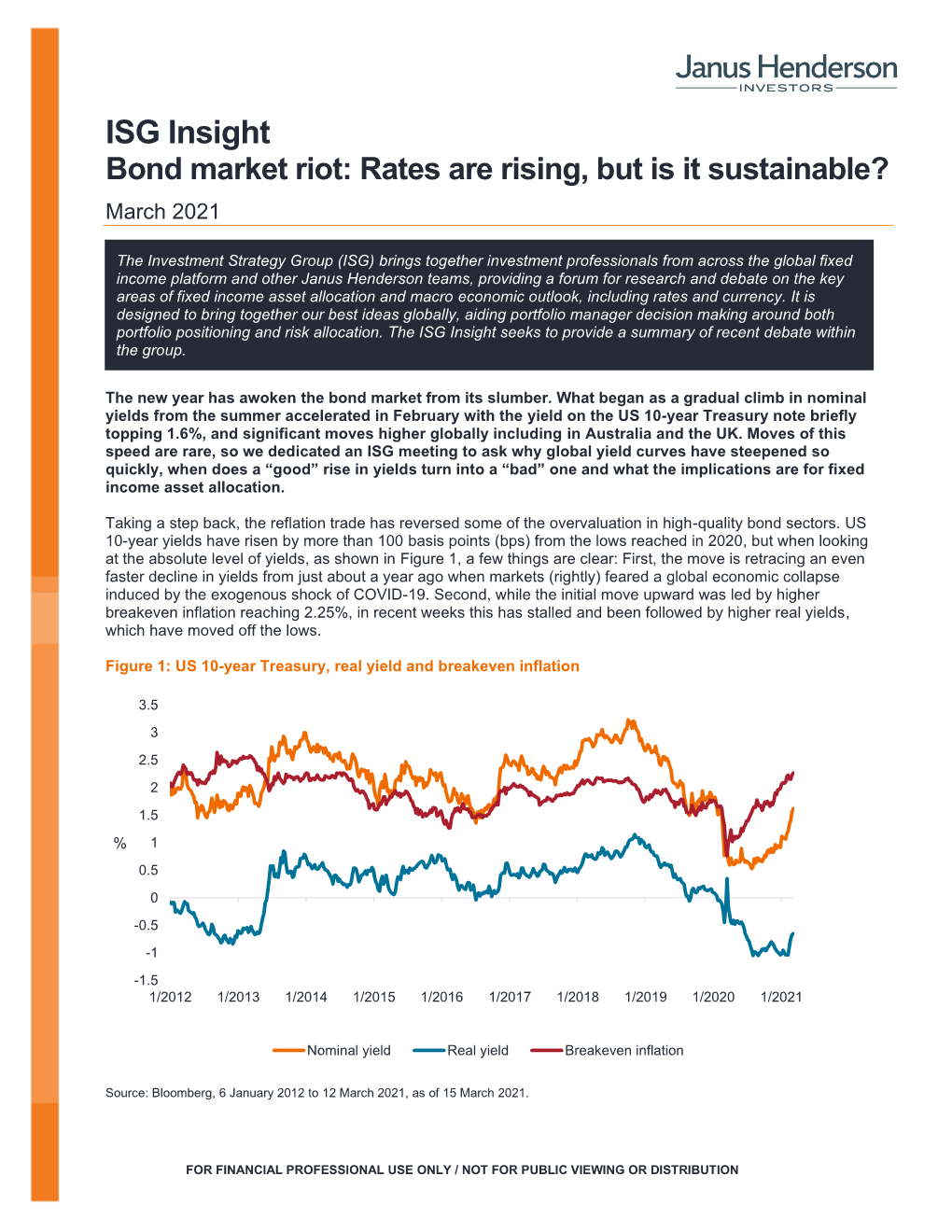 ISG Insight Bond Market Riot: Rates Are Rising, but Is It Sustainable? March 2021