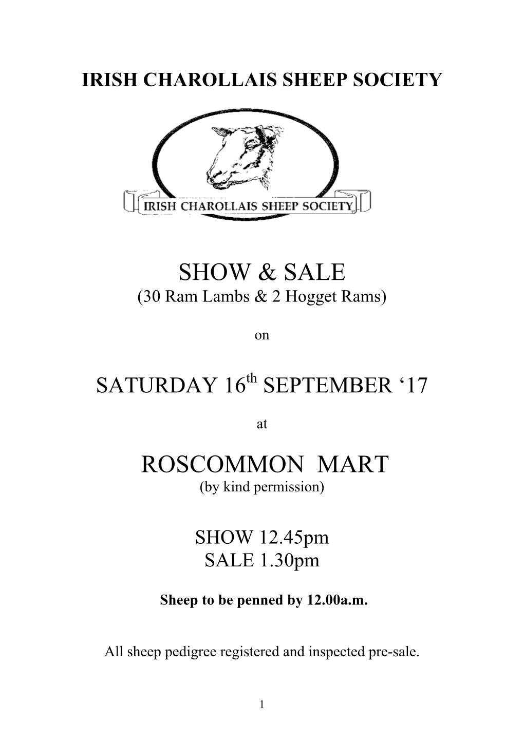 Ram Show & Sale Roscommon Mart
