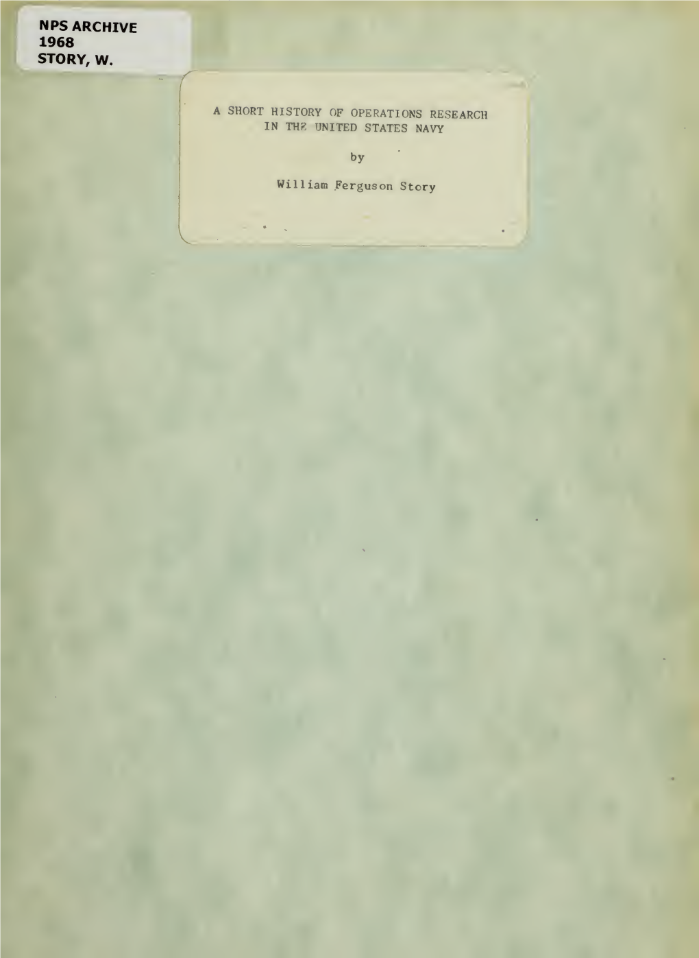 A Short History of Operations Research in the United States Navy