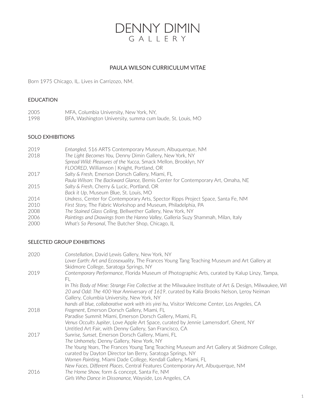 Paula Wilson Curriculum Vitae