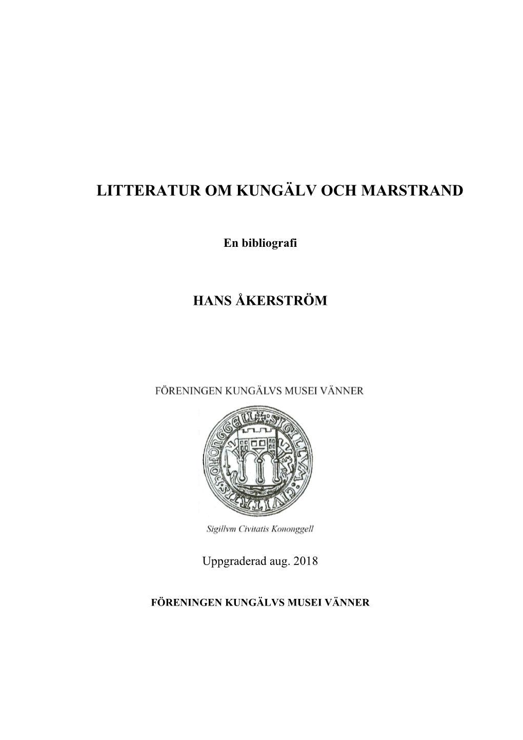 Litteratur Om Kungälv Och Marstrand