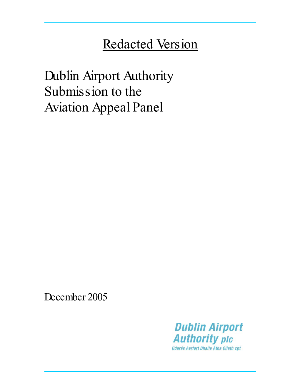 Dublin Airport Authority Submission to the Aviation Appeal Panel