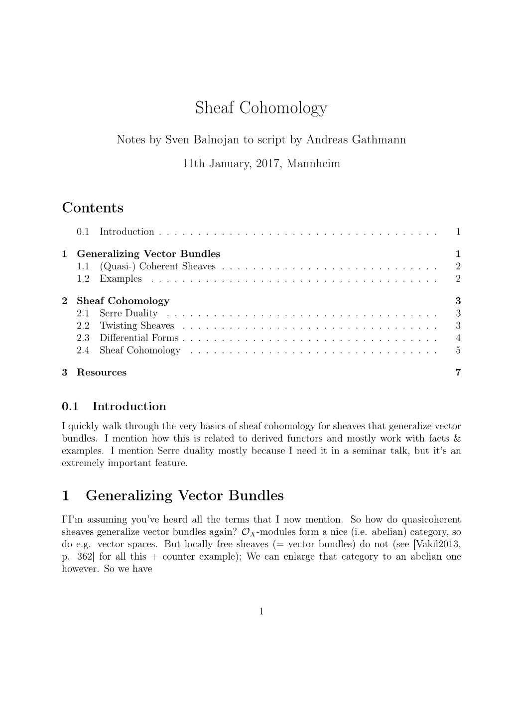 Sheaf Cohomology