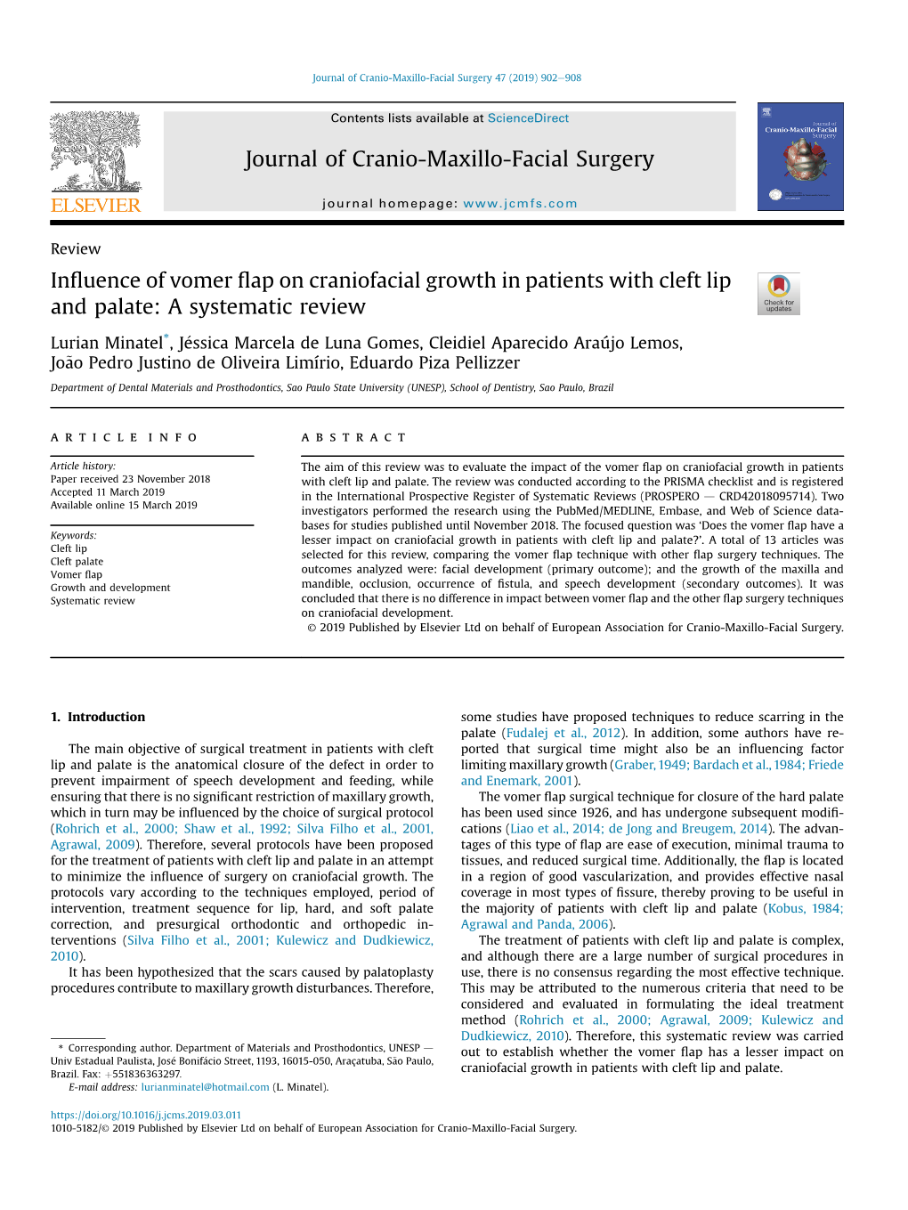 Influence of Vomer Flap on Craniofacial Growth in Patients with Cleft Lip And