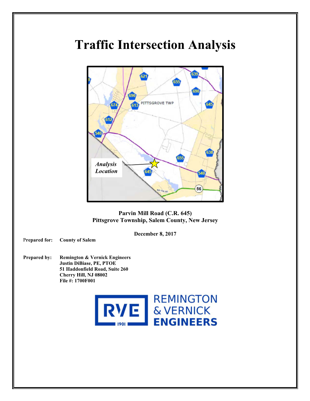 FY 2018 Salem County Traffic Intersection Analysis