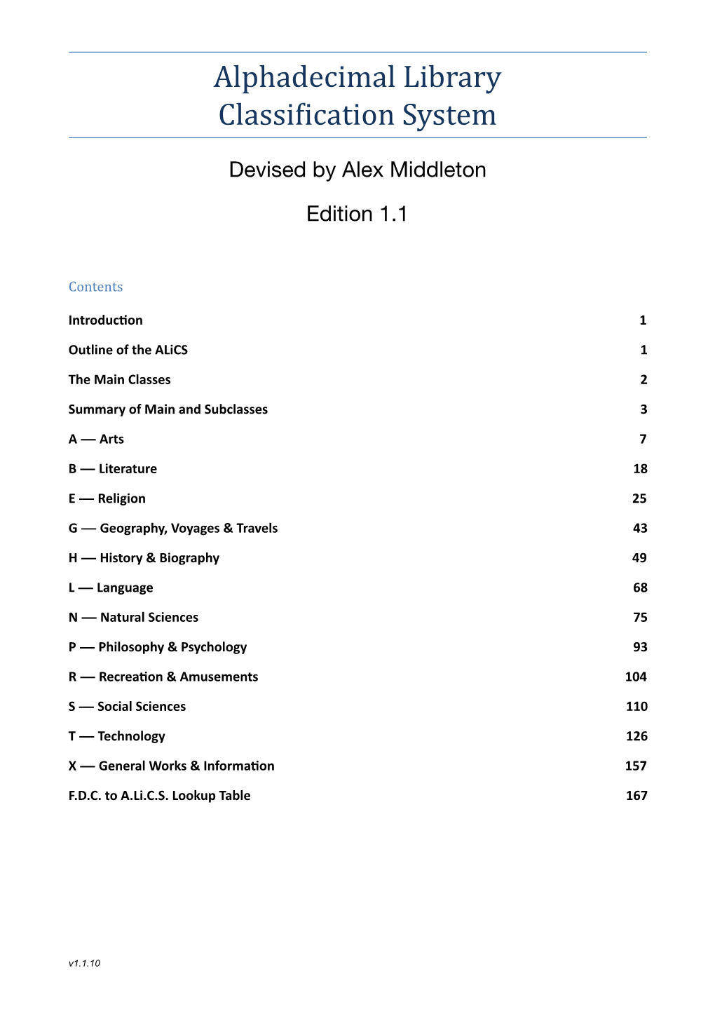 Alphadecimal Library Classi Ication System