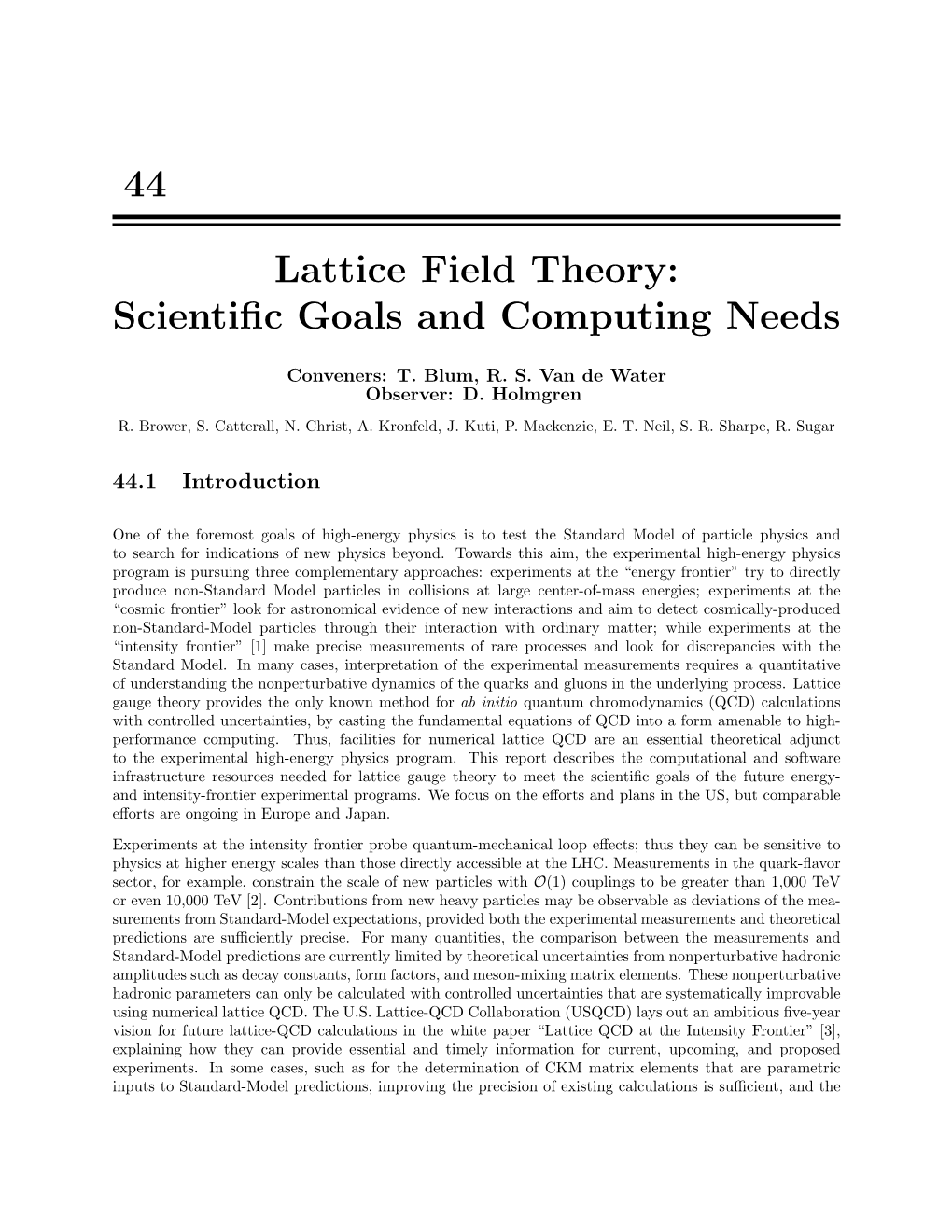 Lattice Field Theory: Scientiﬁc Goals and Computing Needs