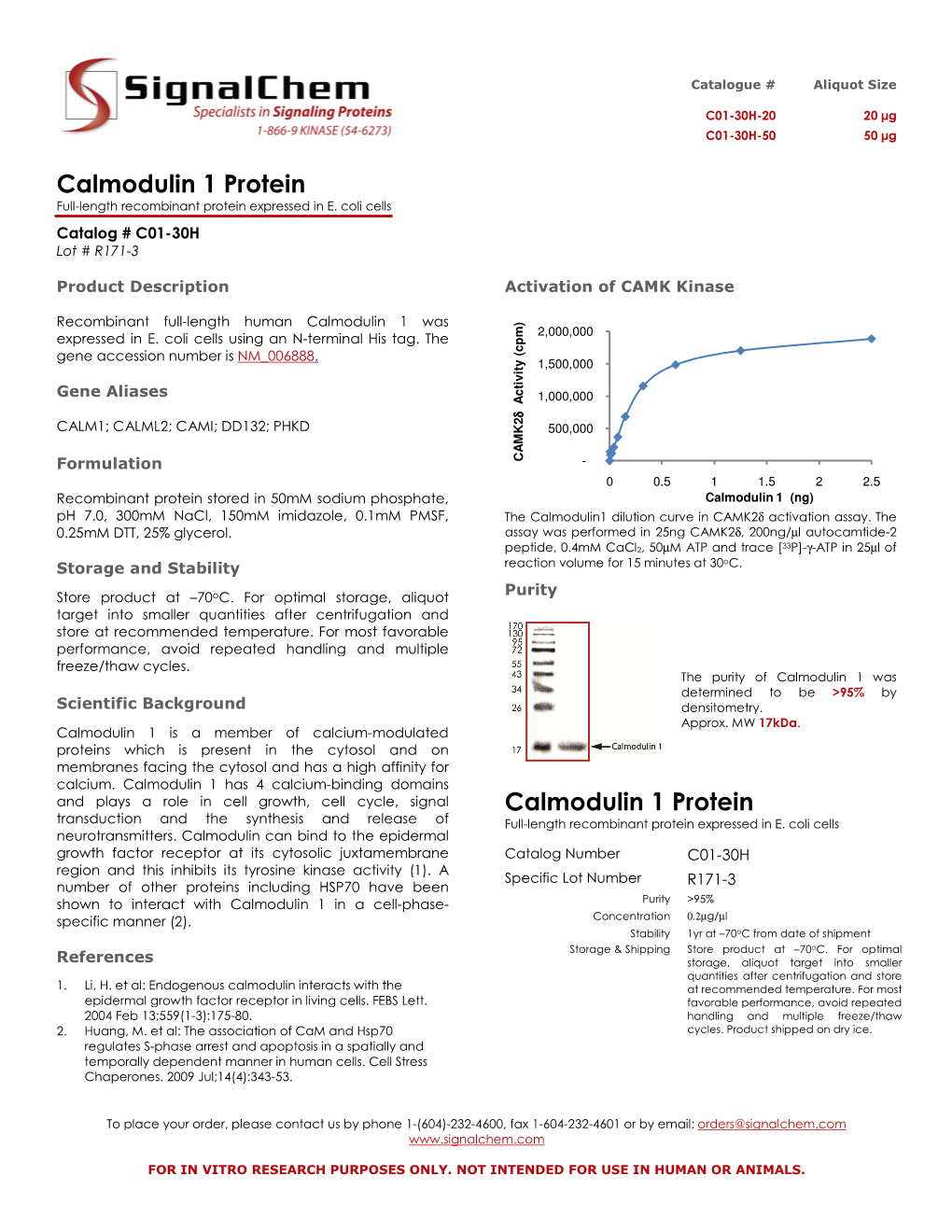 Calmodulin 1 Protein Calmodulin 1 Protein Protein