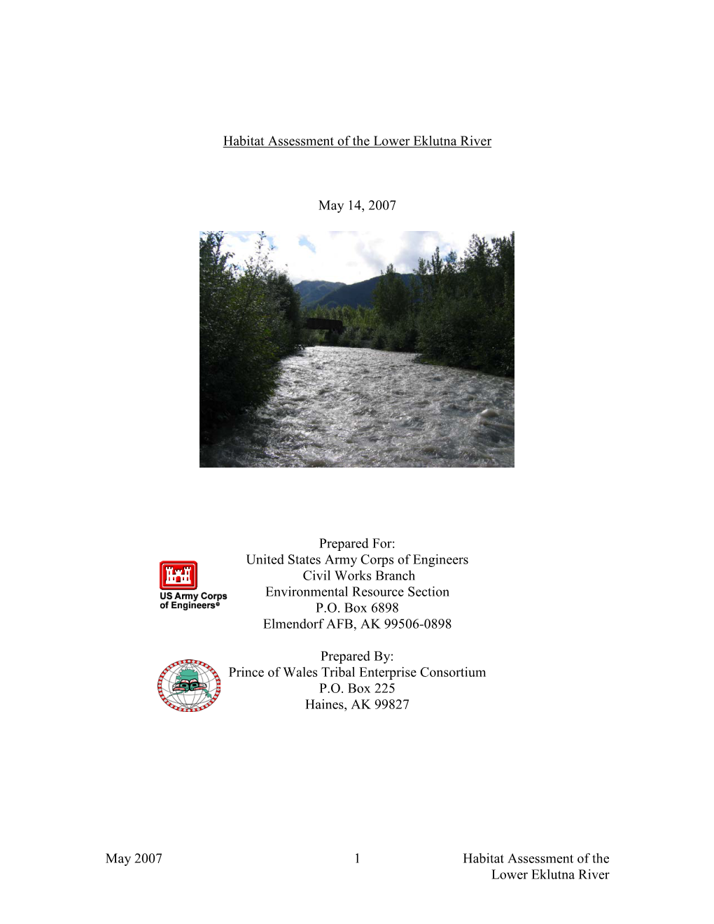 Habitat Assessment of the Lower Eklutna River