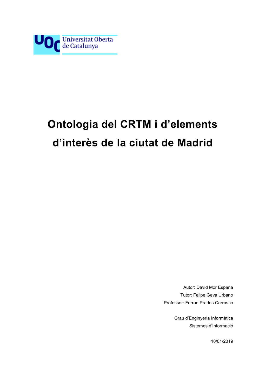 Ontologia Del CRTM I D'elements D'interès De La Ciutat De Madrid