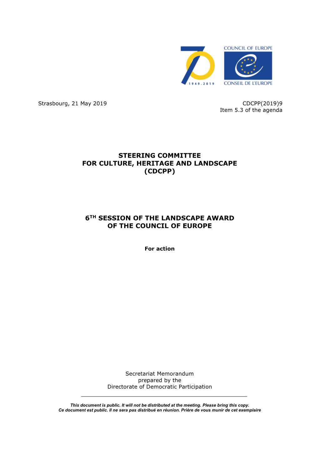 CDCPP(2019)9 Item 5.3 of the Agenda