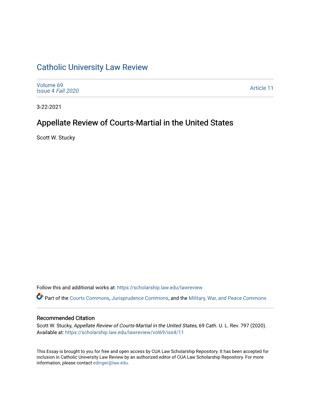 Appellate Review of Courts-Martial in the United States