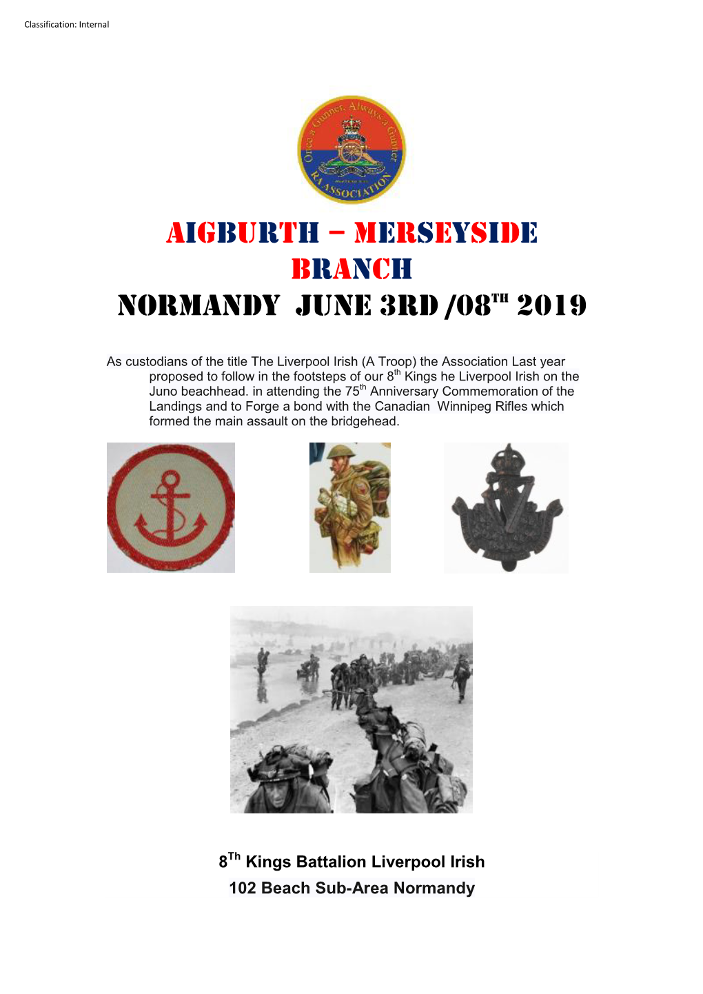 Aigburth – Merseyside Branch Normandy June 3Rd /08Th 2019