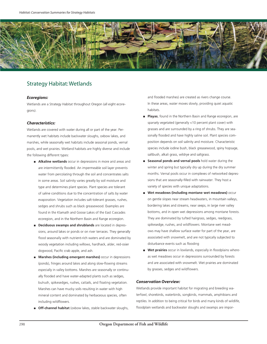 Strategy Habitat: Wetlands