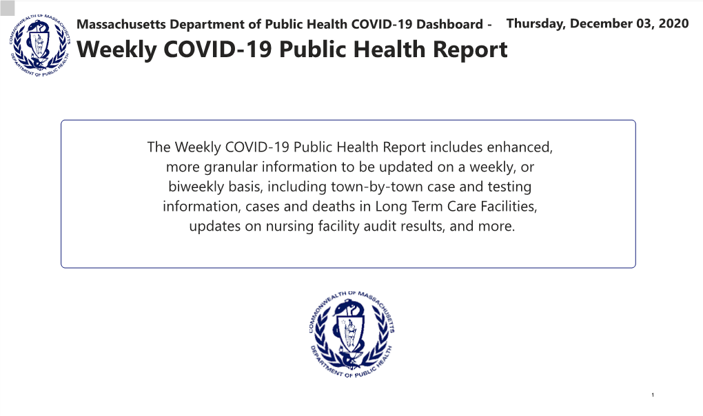 Weekly COVID-19 Public Health Report