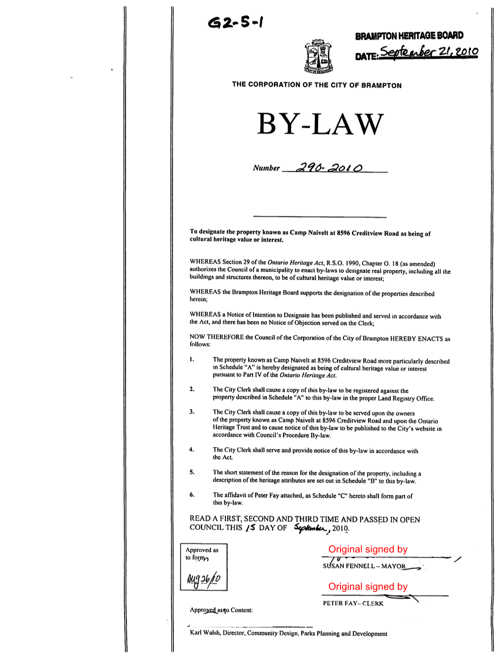 Brampton Heritage Board Item G2-5 for September 21, 2010