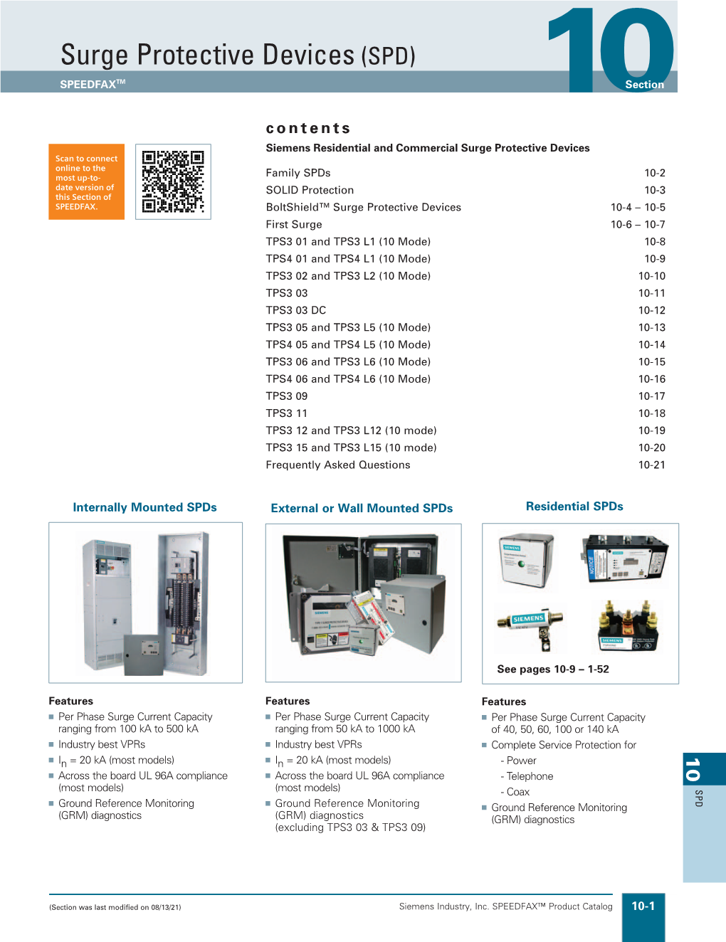 Surge Protective Devices (SPD) SPEEDFAXTM Section