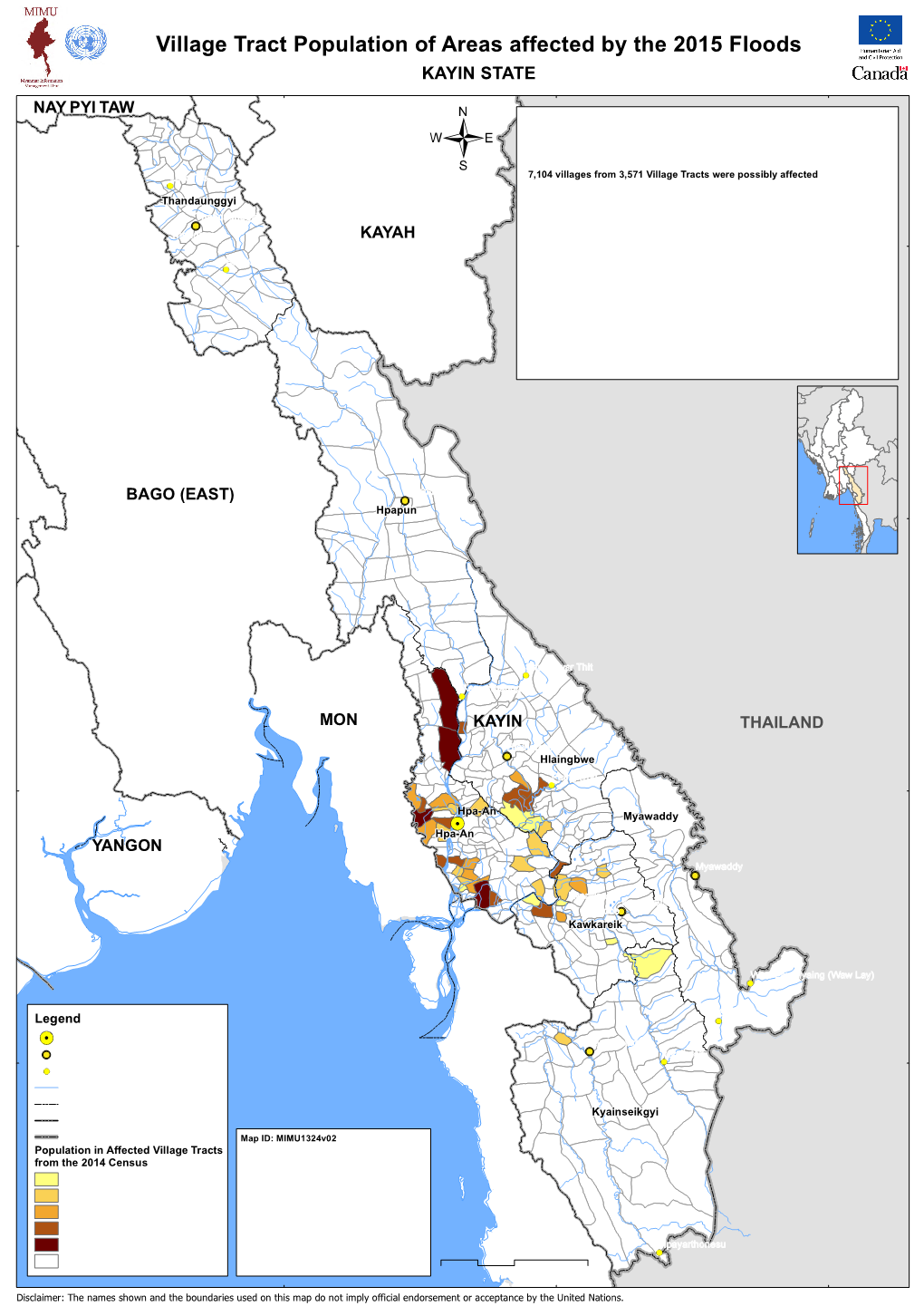Village Tract Population of Areas Affected by the 2015 Floods KAYIN STATE