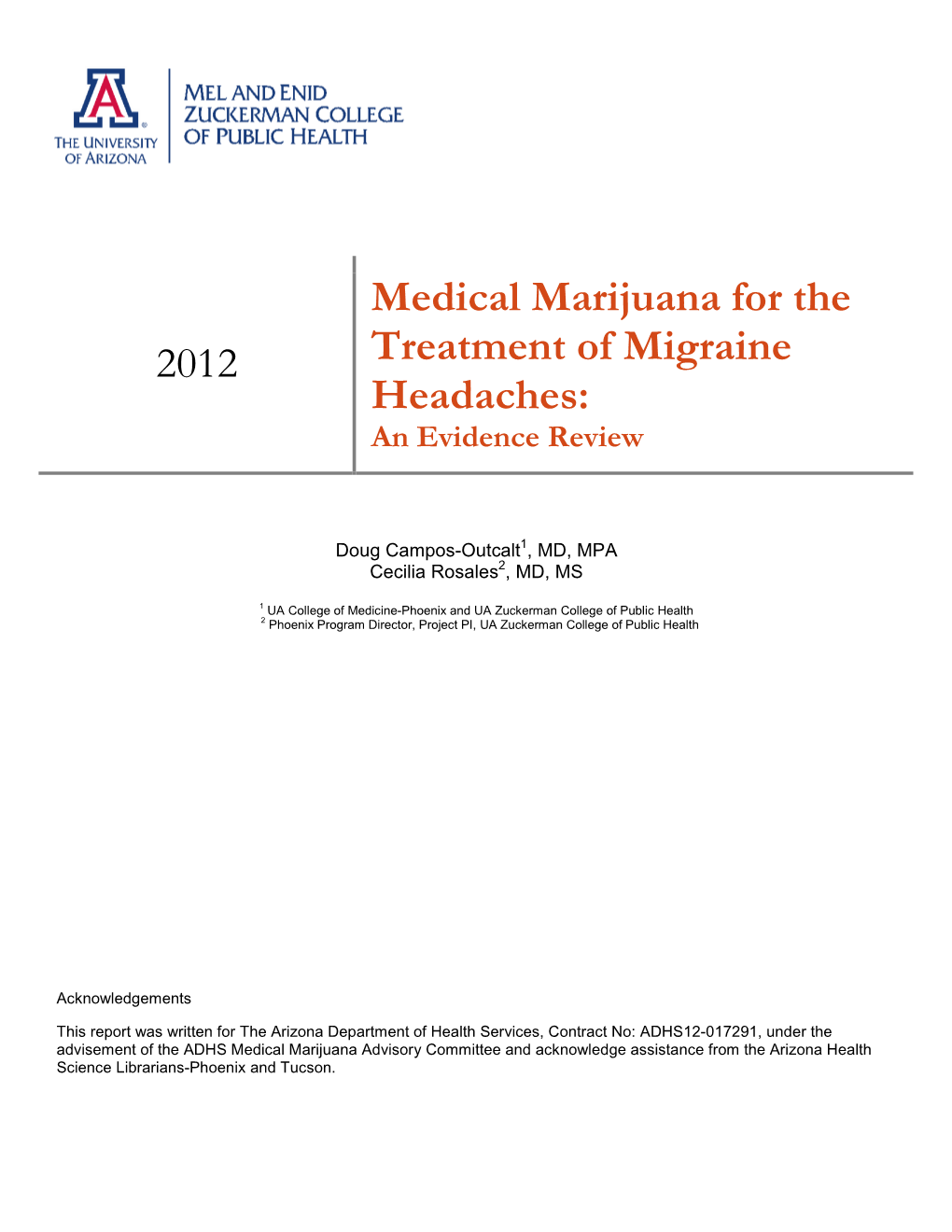 2012 Medical Marijuana for the Treatment of Migraine Headaches