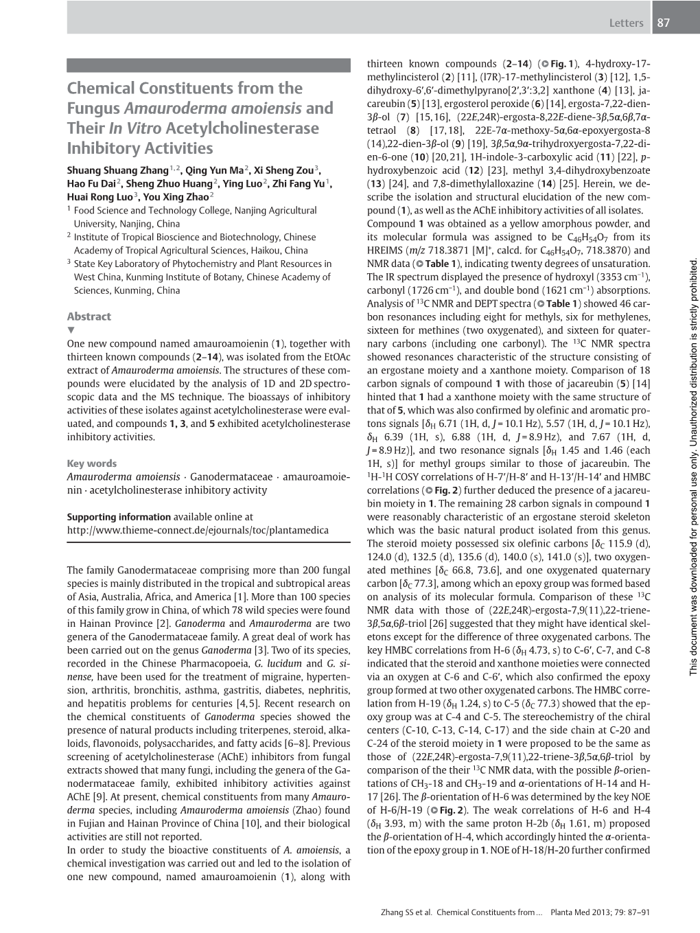 Chemical Constituents from the Fungus Amauroderma Amoiensis