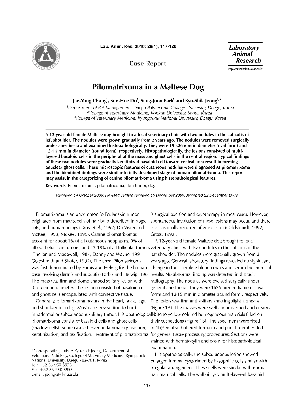 Pilomatrixoma in a Maltese Dog