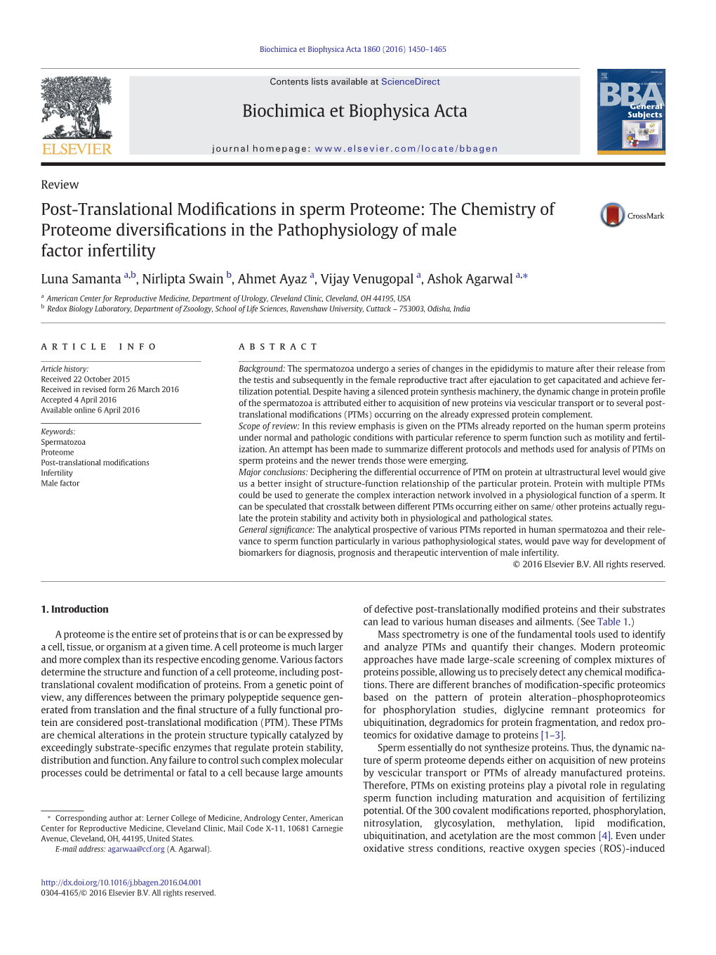 Post-Translational Modifications in Sperm Proteome