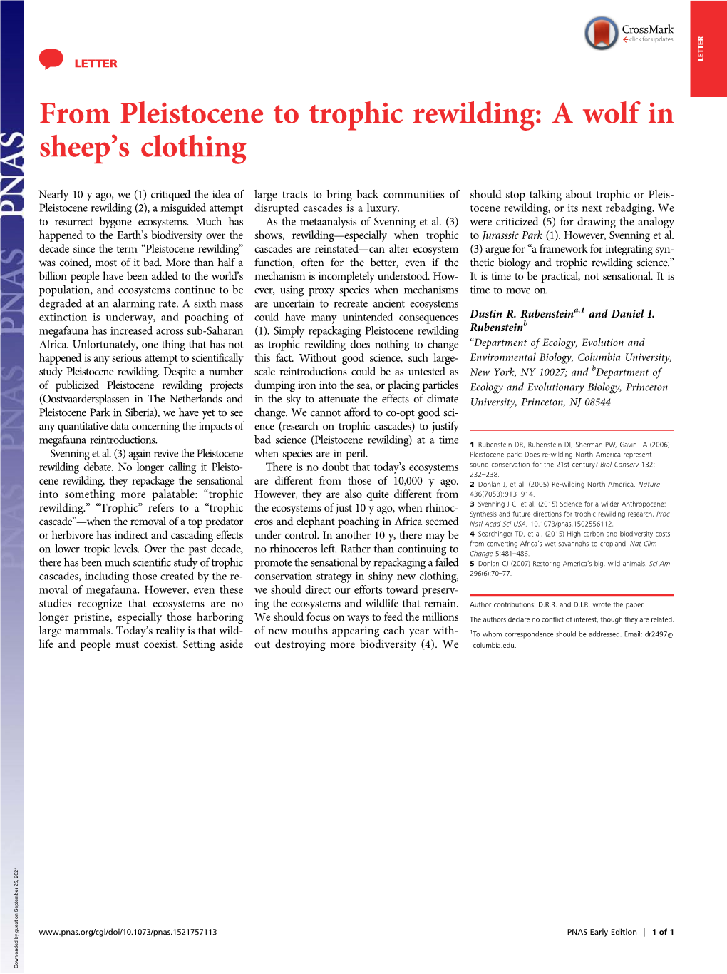 From Pleistocene to Trophic Rewilding: a Wolf in Sheepls Clothing