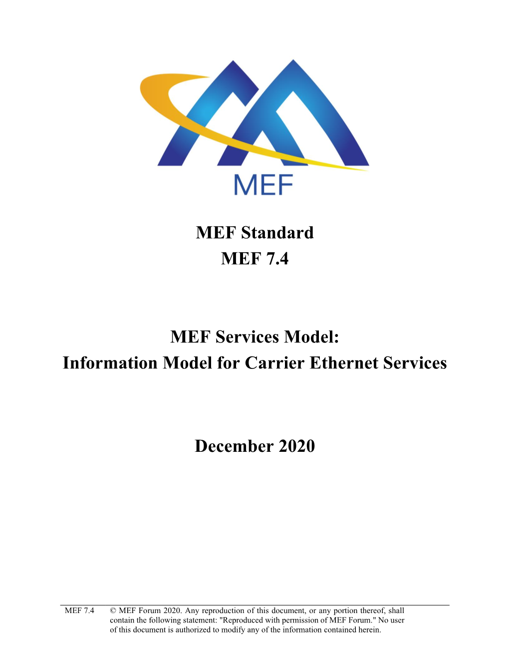 MEF Standard MEF 7.4