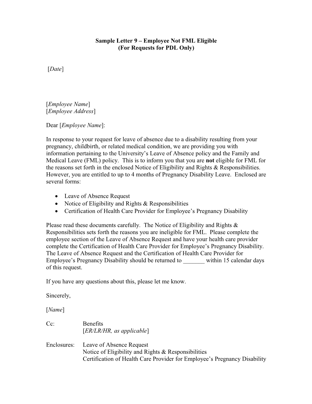 Fmla Leave Request Cover Letter