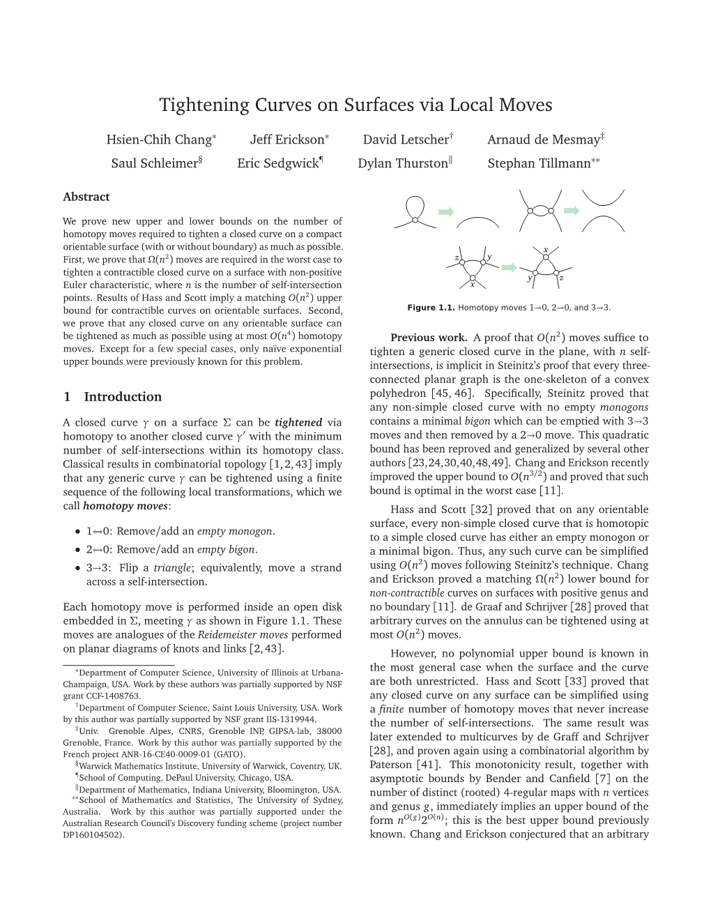 Tightening Curves on Surfaces Via Local Moves