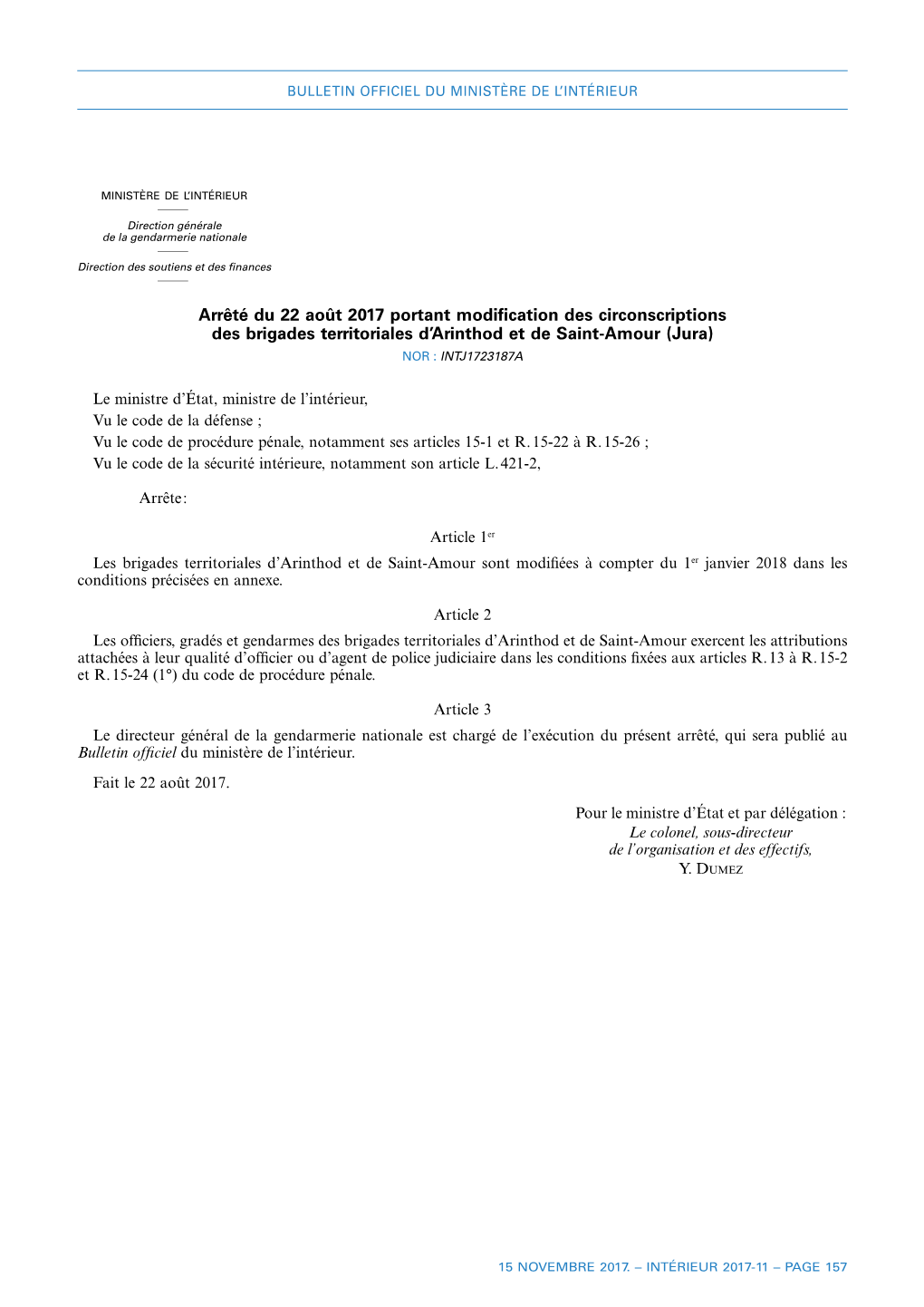 Arrêté Du 22 Août 2017 Portant Modification Des Circonscriptions