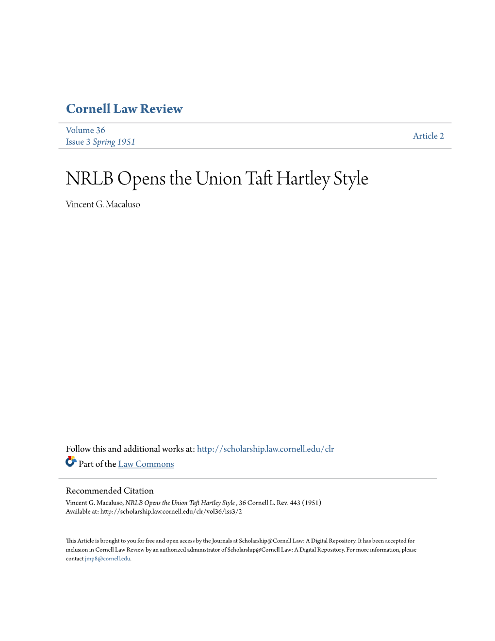 NRLB Opens the Union Taft Hartley Style