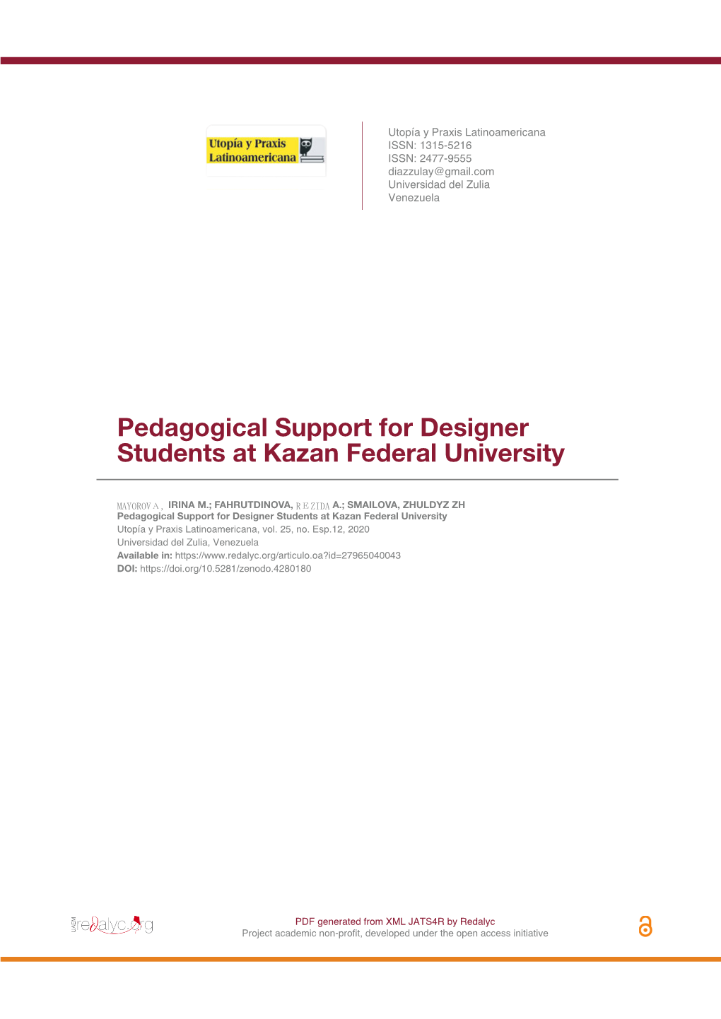 Pedagogical Support for Designer Students at Kazan Federal University