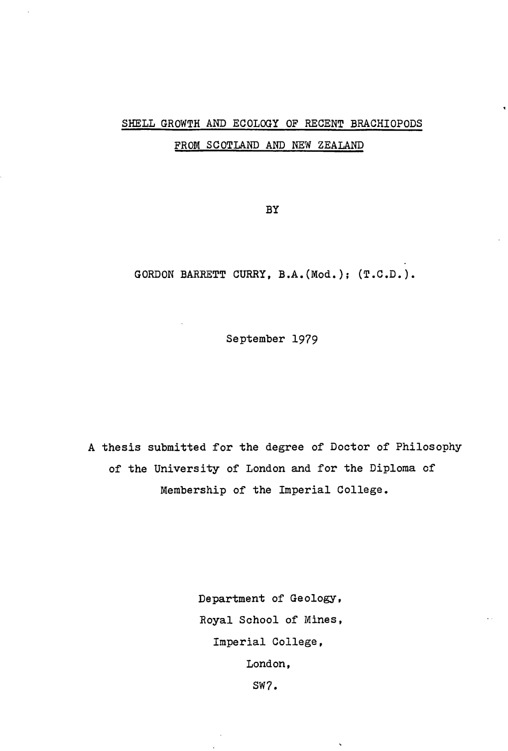 Shell Growth and Ecology of Recent Brachiopods from Scotland and New Zealand