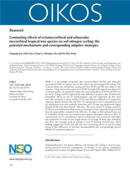 Contrasting Effects of Ectomycorrhizal and Arbuscular Mycorrhizal Tropical Tree Species on Soil Nitrogen Cycling