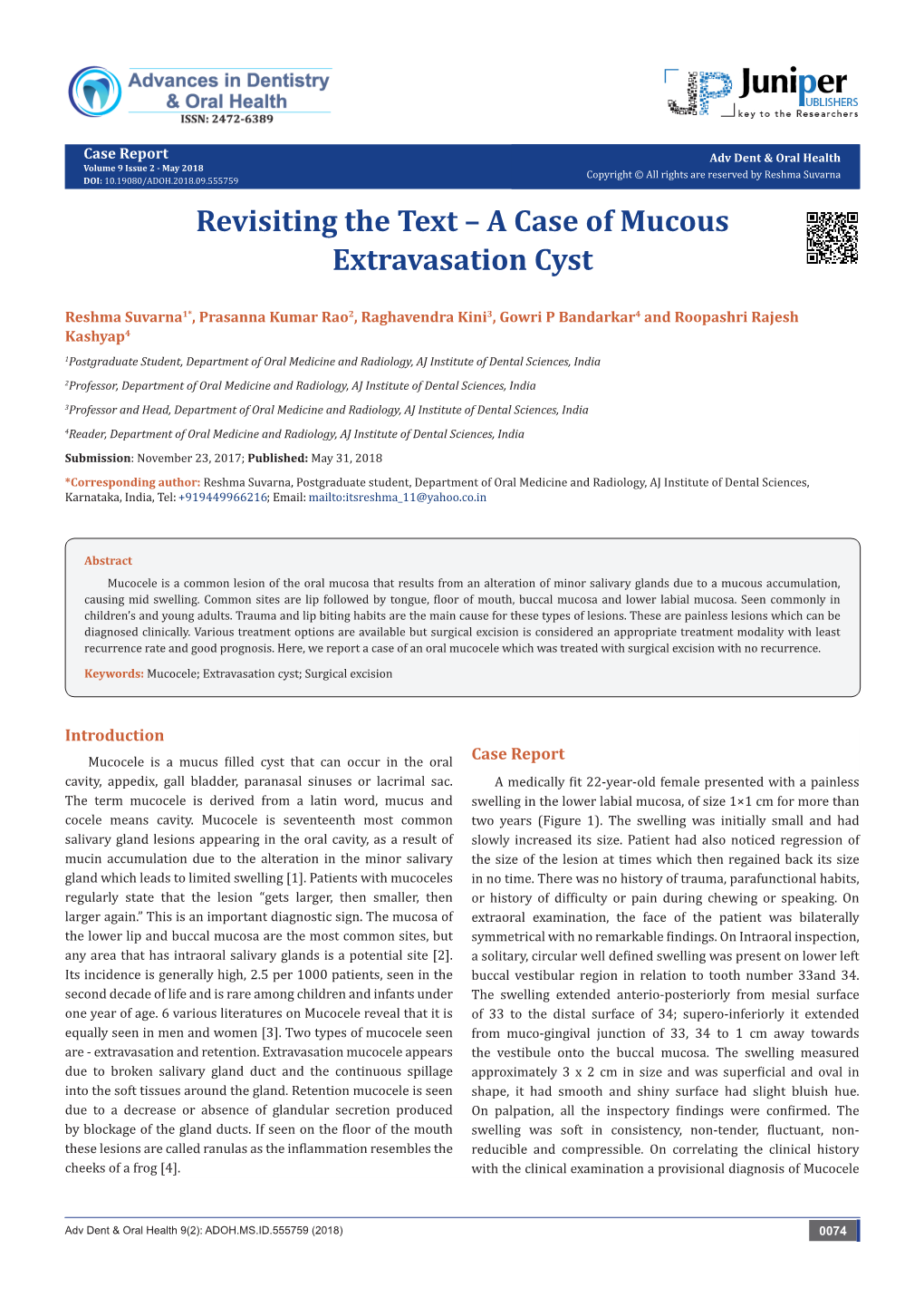 Revisiting the Text – a Case of Mucous Extravasation Cyst