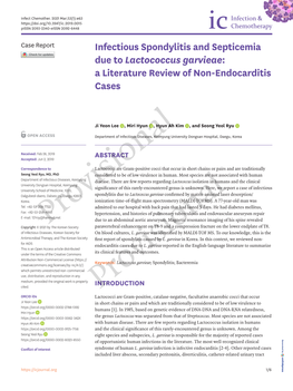 Infectious Spondylitis and Septicemia Due to Lactococcus Garvieae: a Literature Review of Non-Endocarditis Cases